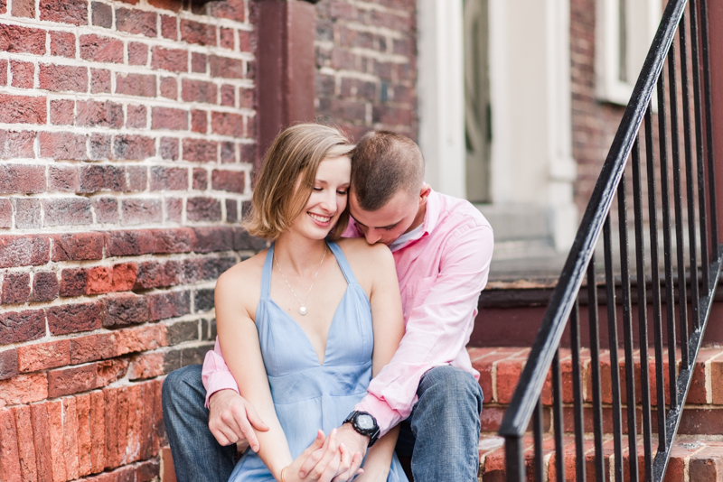 Wedding Photographers in Maryland Downtown Annapolis Engagement Session Sunrise Pastel Main Street