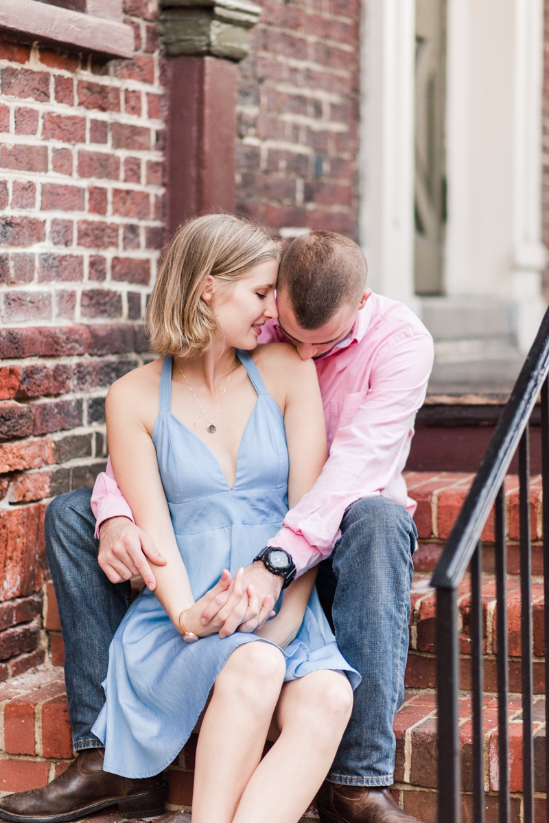 Wedding Photographers in Maryland Downtown Annapolis Engagement Session Sunrise Pastel Main Street