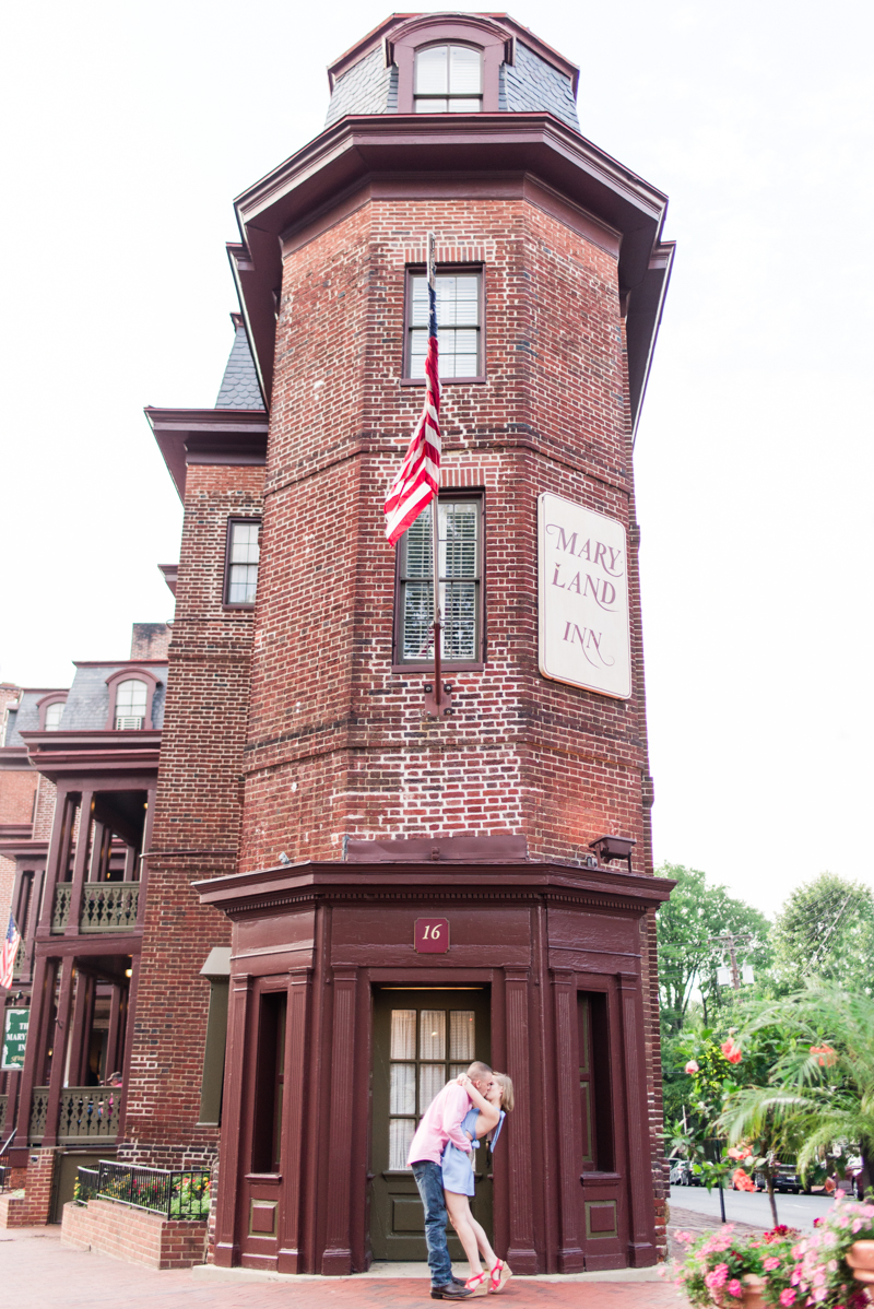 Wedding Photographers in Maryland Inn Downtown Annapolis Engagement Session Sunrise Pastel Main Street