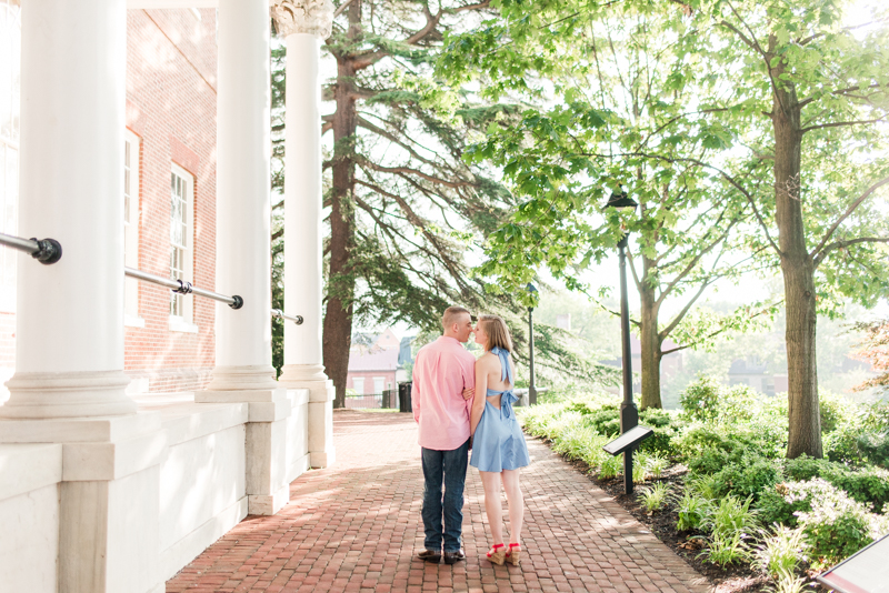 Wedding Photographers in Maryland Downtown Annapolis Engagement Session Sunrise Pastel State House