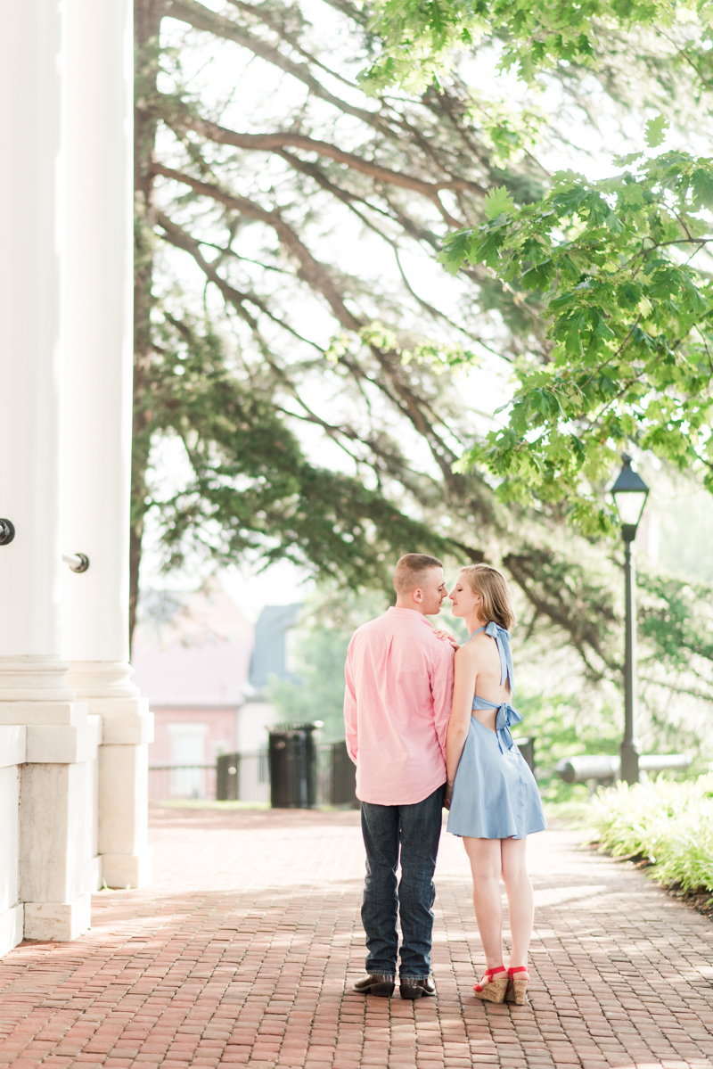 Wedding Photographers in Maryland Downtown Annapolis Engagement Session Sunrise Pastel State House