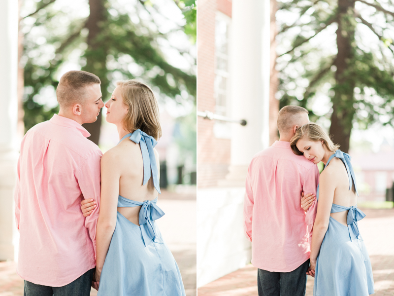 Wedding Photographers in Maryland Downtown Annapolis Engagement Session Sunrise Pastel State House