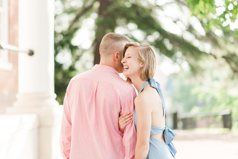 Wedding Photographers in Maryland Downtown Annapolis Engagement Session Sunrise Pastel State House