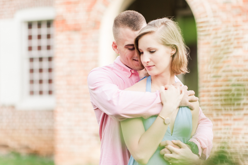 Wedding Photographers in Maryland Downtown Annapolis Engagement Session Sunrise Pastel State House