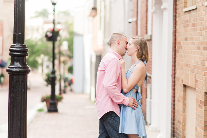 Wedding Photographers in Maryland Downtown Annapolis Engagement Session Sunrise Pastel Main Street