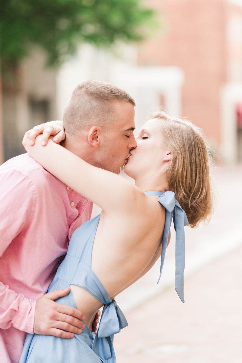 Wedding Photographers in Maryland Downtown Annapolis Engagement Session Sunrise Pastel Main Street