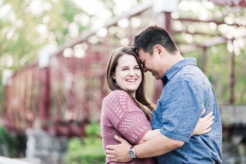 Wedding Photographers in Maryland Historic Savage Mill Engagement Session Bridge