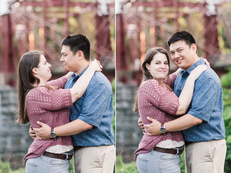 Wedding Photographers in Maryland Historic Savage Mill Engagement Session Bridge