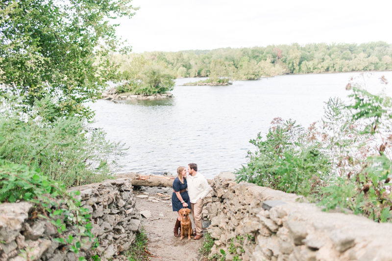 Wedding Photographers in Maryland Susquehanna State Park Engagement Session Sunset Dog
