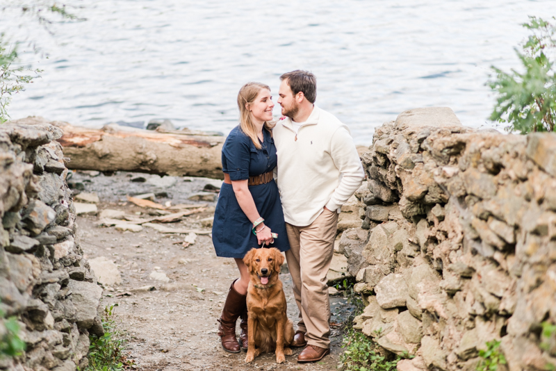 Wedding Photographers in Maryland Susquehanna State Park Engagement Session Sunset Dog