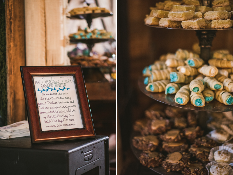 Chanteclaire Farm Wedding Photographer Friendsville Maryland Reception Italian Cookie Table