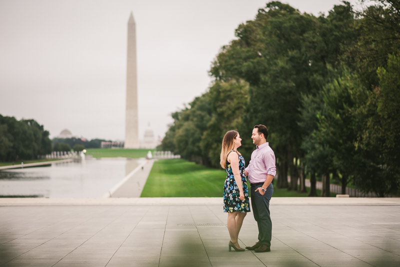 Maryland Wedding Photographers Washington DC Engagement Session Lincoln Memorial Reflecting Pool