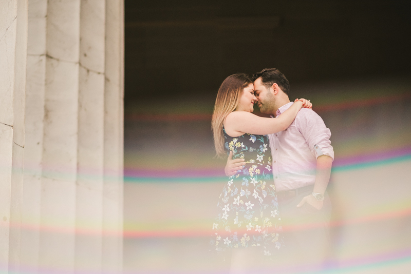 Maryland Wedding Photographers Washington DC Engagement Session Lincoln Memorial Prism Art