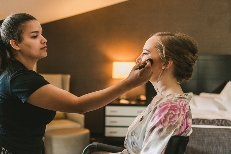 Industrial chic April wedding makeup by Dettloff Makeup in Baltimore City's Radisson Hotel by Britney Clause Photography