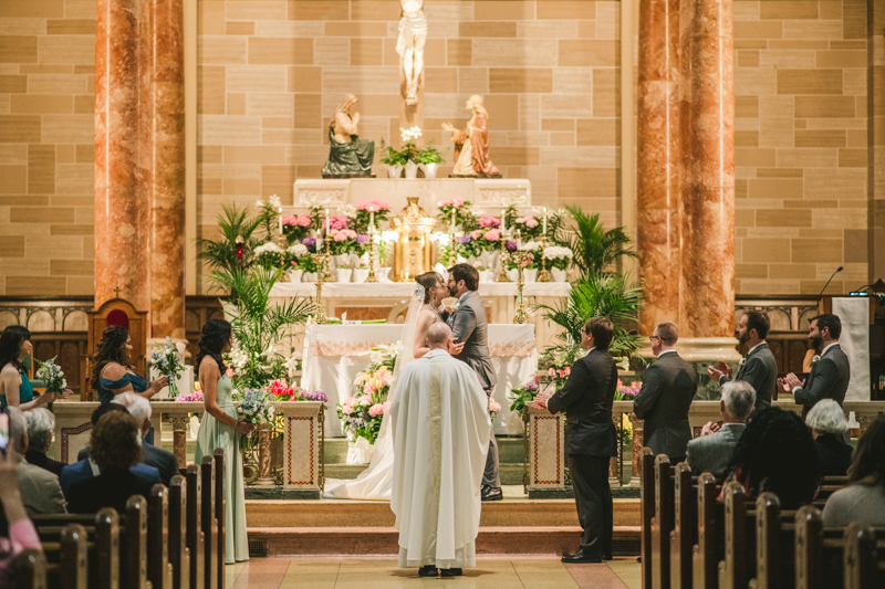 Industrial chic April wedding ceremony in Baltimore City's St. Joseph's Monastery Parish by Britney Clause Photography