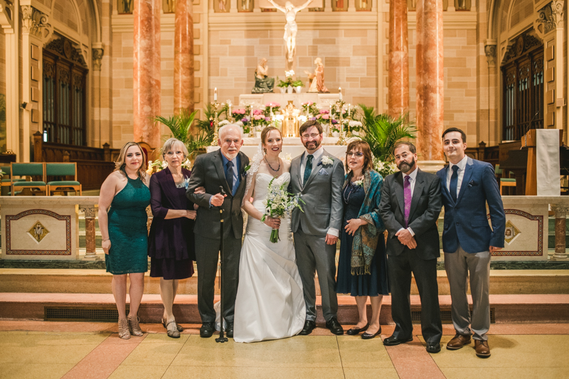 Industrial chic April wedding ceremony in Baltimore City's St. Joseph's Monastery Parish by Britney Clause Photography