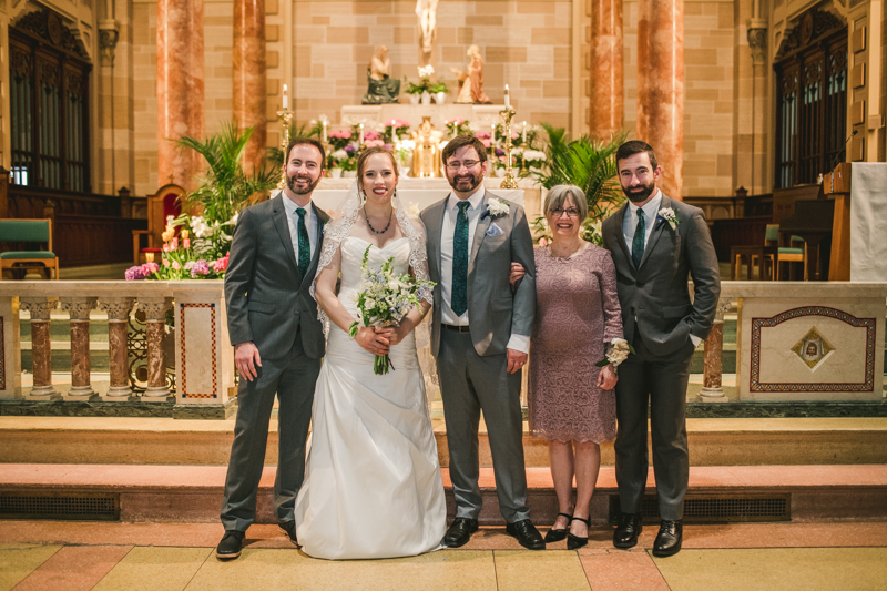 Industrial chic April wedding ceremony in Baltimore City's St. Joseph's Monastery Parish by Britney Clause Photography