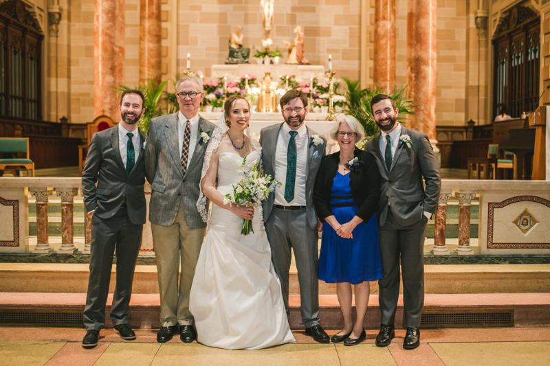 Industrial chic April wedding ceremony in Baltimore City's St. Joseph's Monastery Parish by Britney Clause Photography