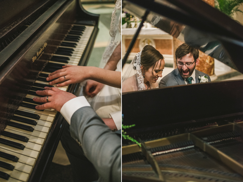 Industrial chic April wedding bride and groom portraits in Baltimore City St. Joseph's Monastery Parish by Britney Clause Photography