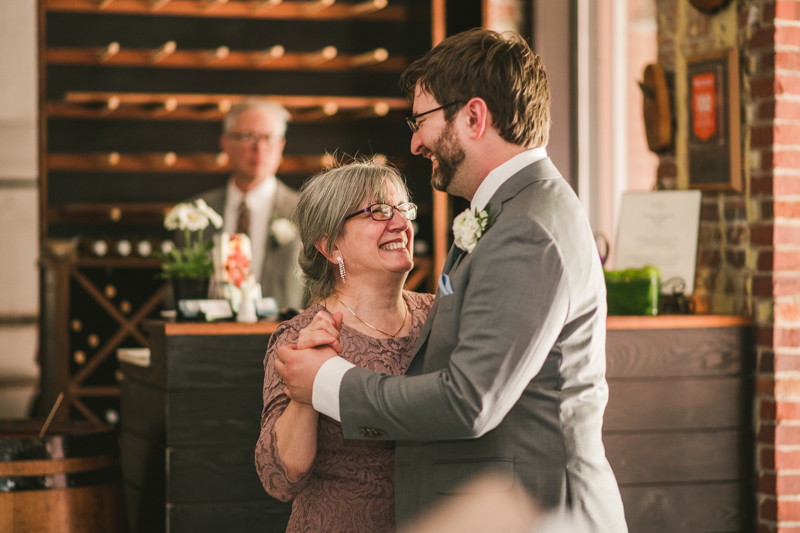 Industrial chic April wedding reception in Baltimore City at La Cuchara by Britney Clause Photography