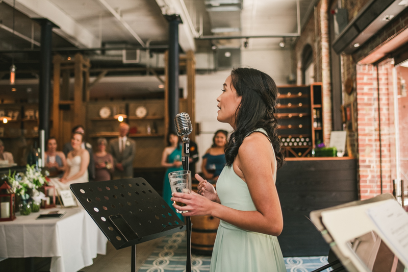 Industrial chic April wedding reception in Baltimore City at La Cuchara by Britney Clause Photography