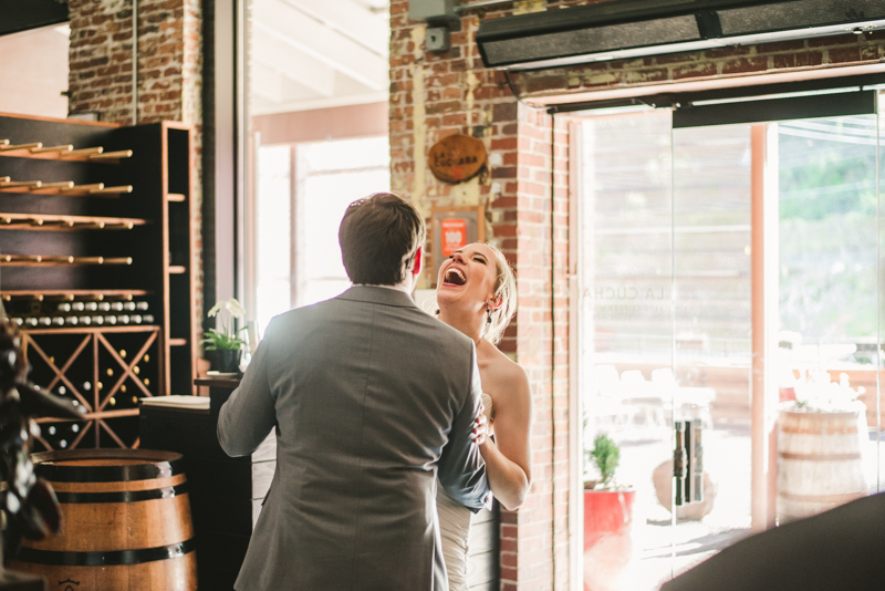 Industrial chic April wedding reception in Baltimore City at La Cuchara by Britney Clause Photography