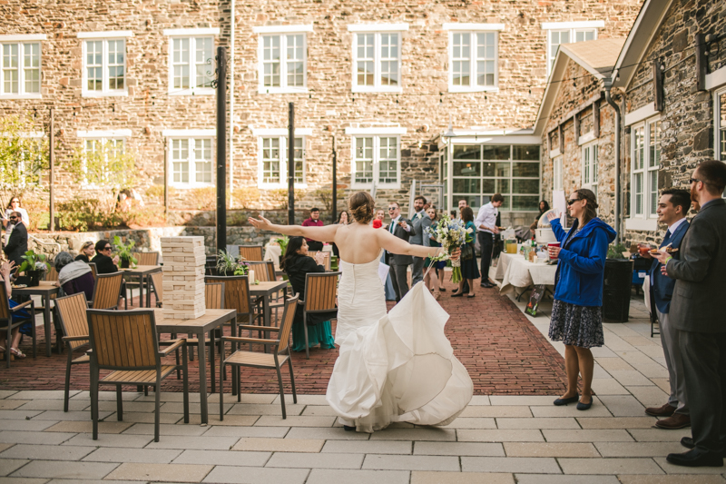 Industrial chic April wedding after party in Baltimore City at Union Mill Apartments by Britney Clause Photography