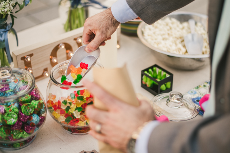 Industrial chic April wedding after party sweet table in Baltimore City at Union Mill Apartments by Britney Clause Photography