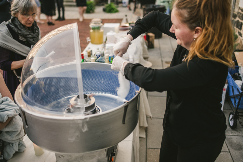 Industrial chic April wedding after party cotton candy by Cheers and Beers in Baltimore City at Union Mill Apartments by Britney Clause Photography