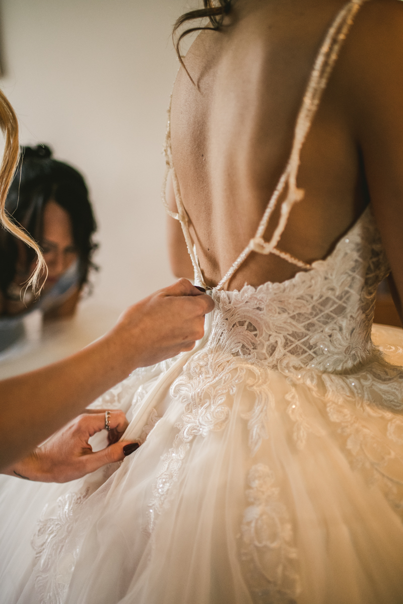 A beautiful stormy April wedding at Springfield Manor in Thurmont Maryland wedding dress from Cameo Bridal