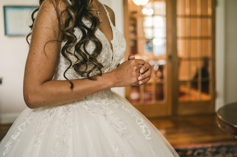 A beautiful stormy April wedding at Springfield Manor in Thurmont Maryland stunning bridal details