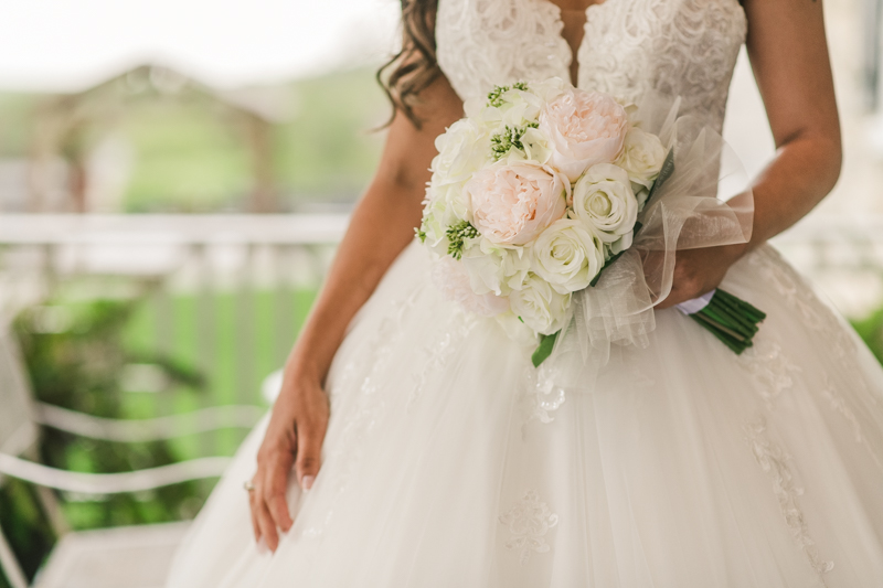 A beautiful stormy April wedding at Springfield Manor in Thurmont Maryland stunning DIY floral bouquet