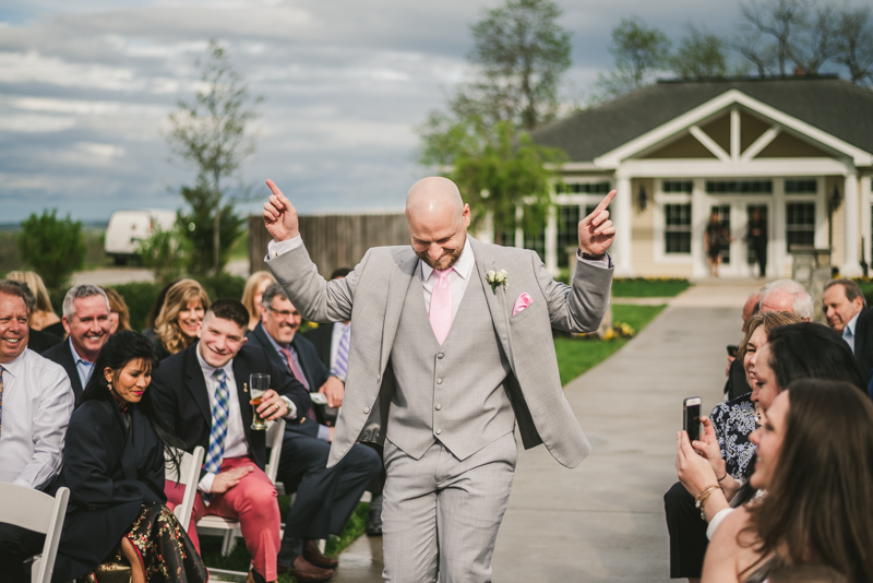 A beautiful stormy April wedding ceremony at Springfield Manor in Thurmont Maryland