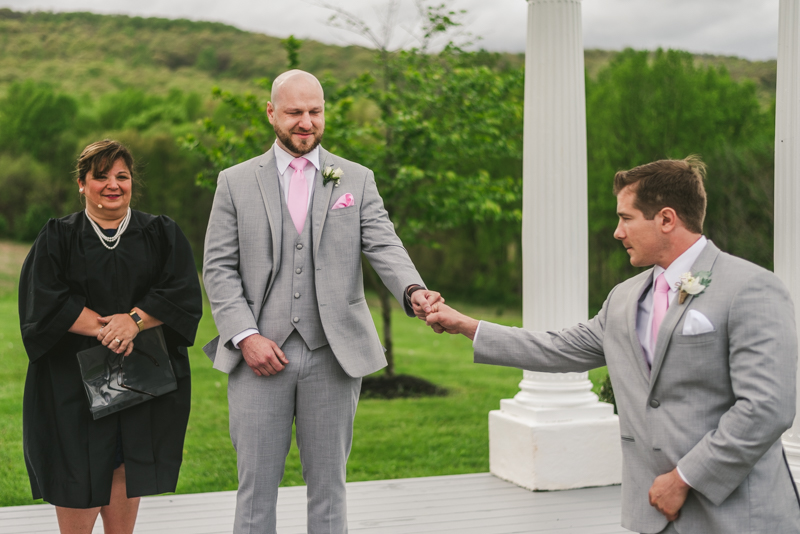 A beautiful stormy April wedding ceremony at Springfield Manor in Thurmont Maryland