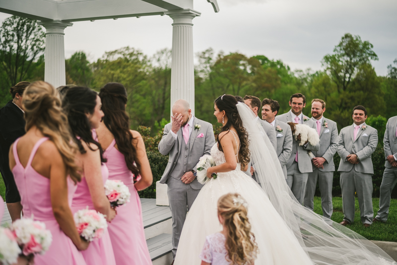 A beautiful stormy April wedding ceremony at Springfield Manor in Thurmont Maryland