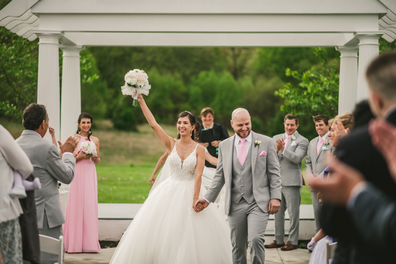 A beautiful stormy April wedding ceremony at Springfield Manor in Thurmont Maryland