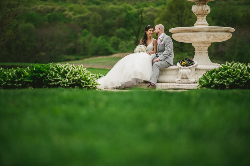 A beautiful stormy April wedding at Springfield Manor in Thurmont Maryland bride and groom portraits