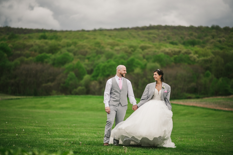 A beautiful stormy April wedding at Springfield Manor in Thurmont Maryland bride and groom portraits