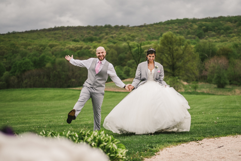 A beautiful stormy April wedding at Springfield Manor in Thurmont Maryland bride and groom portraits