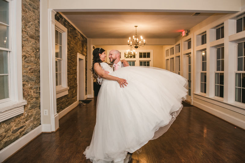 A beautiful stormy April wedding reception at Springfield Manor in Thurmont Maryland 