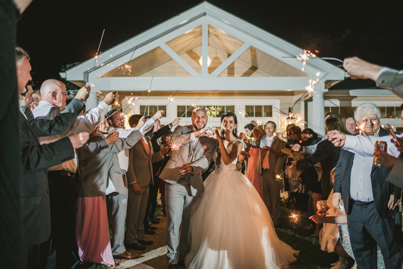 A beautiful stormy April wedding reception at Springfield Manor in Thurmont Maryland  with a sparkler sendoff to end the night