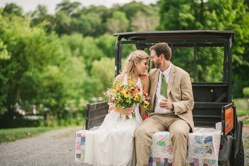 Gorgeous summer wedding bride and groom portraits at Rocklands Farm Winery in Poolesville, Maryland by Britney Clause Photography a husband and wife wedding photographer team in Maryland