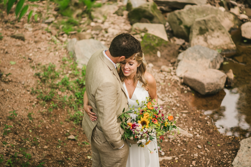 Gorgeous summer wedding bride and groom portraits at Rocklands Farm Winery in Poolesville, Maryland by Britney Clause Photography a husband and wife wedding photographer team in Maryland