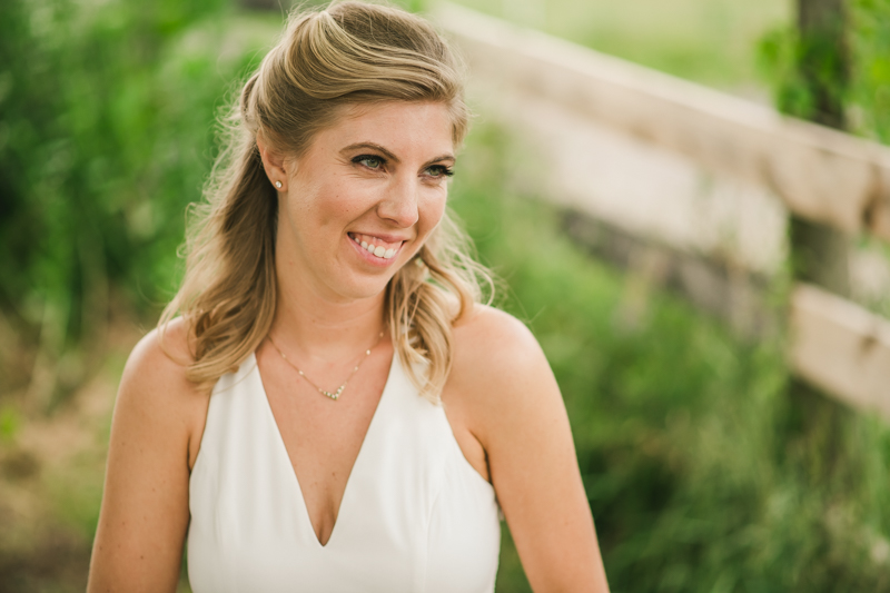 Gorgeous summer wedding bride and groom portraits at Rocklands Farm Winery in Poolesville, Maryland by Britney Clause Photography a husband and wife wedding photographer team in Maryland