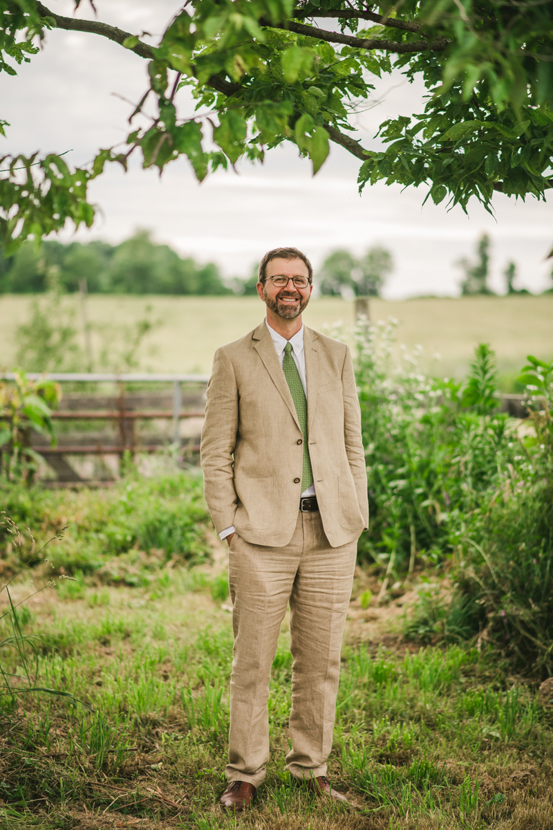 Gorgeous summer wedding bride and groom portraits at Rocklands Farm Winery in Poolesville, Maryland by Britney Clause Photography a husband and wife wedding photographer team in Maryland