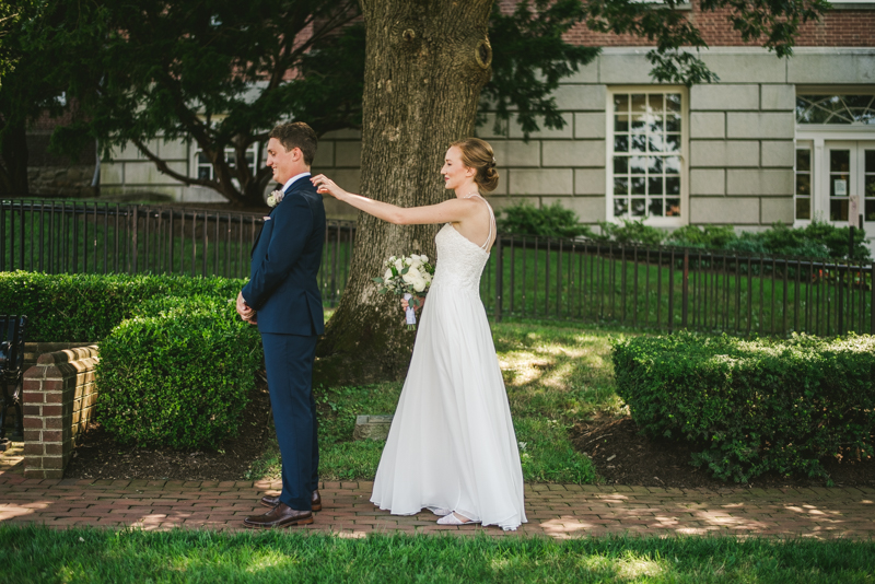 Summer wedding First Look in Downtown Annapolis by Britney Clause Photography, wedding photographers in Maryland