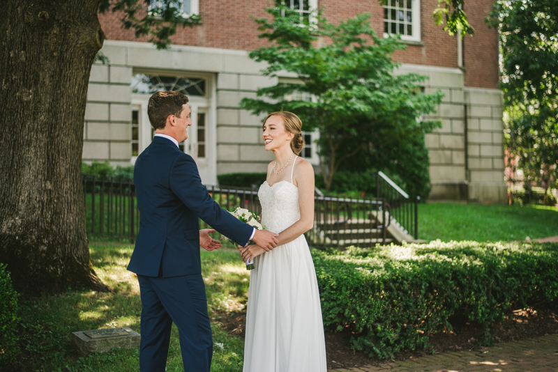 Summer wedding First Look in Downtown Annapolis by Britney Clause Photography, wedding photographers in Maryland