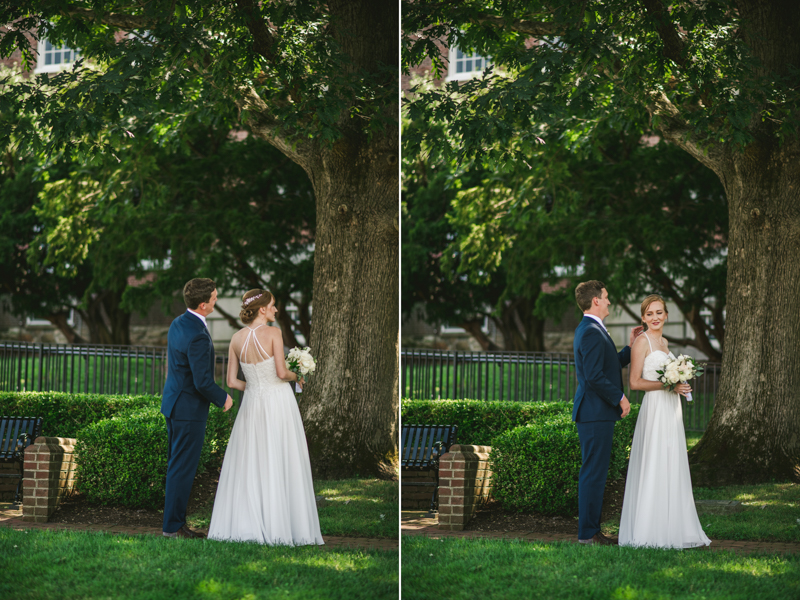 Summer wedding First Look in Downtown Annapolis by Britney Clause Photography, wedding photographers in Maryland