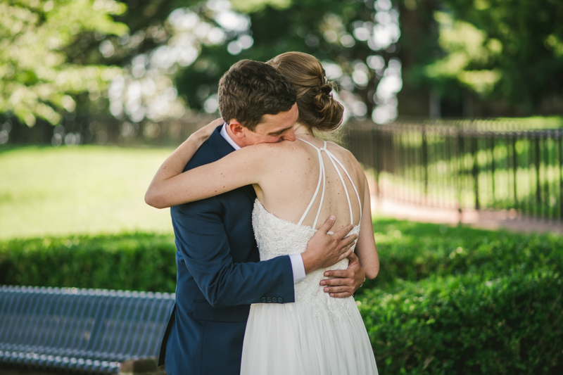 Summer wedding First Look in Downtown Annapolis by Britney Clause Photography, wedding photographers in Maryland