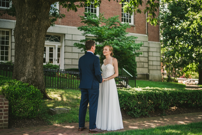 Summer wedding First Look in Downtown Annapolis by Britney Clause Photography, wedding photographers in Maryland